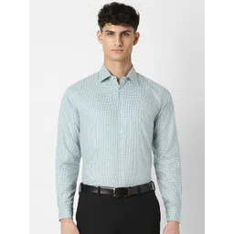 Van Heusen Men Opaque Checked Spread Collar Formal Pure Cotton Shirt-picture-28