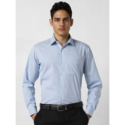 Van Heusen Men Regular Fit Spread Collar Micro Checked Cotton Formal Shirt-picture-25