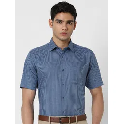 Van Heusen Men Regular Fit Spread Collar Micro Checked Cotton Formal Shirt-picture-22