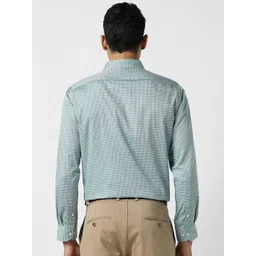 Van Heusen Men Regular Fit Spread Collar Micro Checked Cotton Formal Shirt image 5