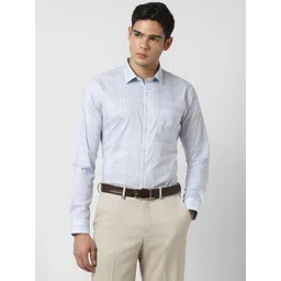 Van Heusen Men Slim Fit Spread Collar Checked Cotton Formal Shirt-image-36