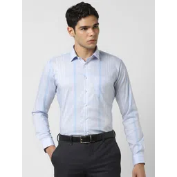 Van Heusen Men Slim Fit Spread Collar Checked Cotton Formal Shirt-image-24
