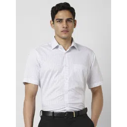 Van Heusen Men Slim Fit Spread Collar Geometric Printed Cotton Formal Shirt-image-6