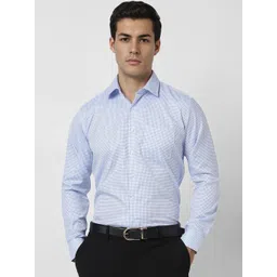 Van Heusen Men Slim Fit Spread Collar Micro Checked Cotton Formal Shirt-image-15