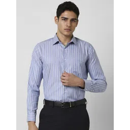 Van Heusen Men Slim Fit Spread Collar Vertical Striped Cotton Formal Shirt-image-20