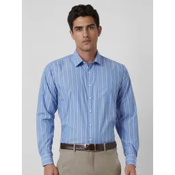 Van Heusen Men Slim Fit Spread Collar Vertical Striped Cotton Formal Shirt-image-37