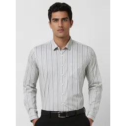Van Heusen Men Slim Fit Spread Collar Vertical Striped Cotton Formal Shirt-image-35