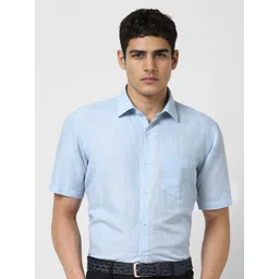 Van Heusen Men Slim Fit Spread Collar Vertical Striped Linen Formal Shirt-picture-19