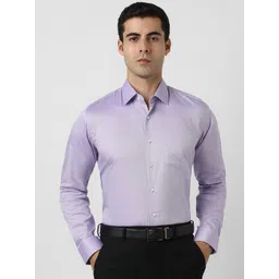 Van Heusen Men Slim Fit Textured Spread Collar Pure Cotton Formal Shirt-picture-25