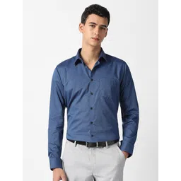 Van Heusen Men Slim Fit Textured Spread Collar Pure Cotton Formal Shirt-picture-19