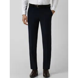 Van Heusen Men Solid Slim Fit Mid-Rise Flat-Front Formal Trousers-picture-33