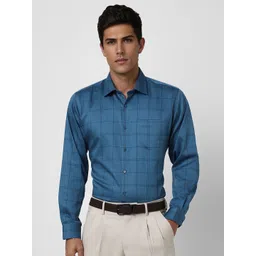Van Heusen Men Spread Collar Checked Cotton Slim Fit Formal Shirt-picture-36