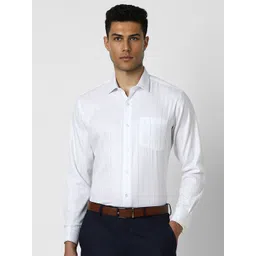 Van Heusen Men Spread Collar Vertical Striped Cotton Slim Fit Formal Shirt-picture-17