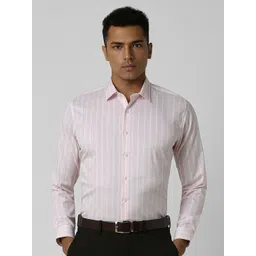 Van Heusen Men Spread Collar Vertical Striped Cotton Slim Fit Formal Shirt-picture-22