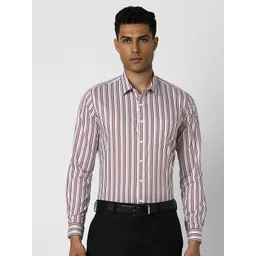 Van Heusen Men Spread Collar Vertical Striped Cotton Slim Fit Formal Shirt-picture-16