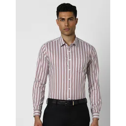 Van Heusen Men Spread Collar Vertical Striped Cotton Slim Fit Formal Shirt-picture-24