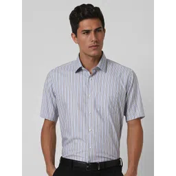 Van Heusen Men Spread Collar Vertical Striped Cotton Slim Fit Formal Shirt-picture-12