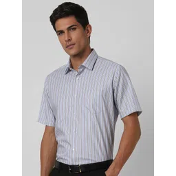 Van Heusen Men Spread Collar Vertical Striped Cotton Slim Fit Formal Shirt image 4