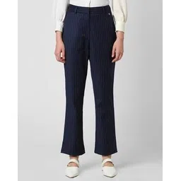 van heusen Men Striped Regular Fit Flat-Front Trousers-picture-31