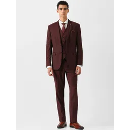 Van Heusen Men Textured Slim-Fit Notched Lapel Single Breasted Three-Piece Suit-picture-25