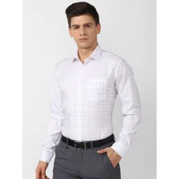 Van Heusen Men White Checked Regular Fit Pure Cotton Formal Shirt-picture-17