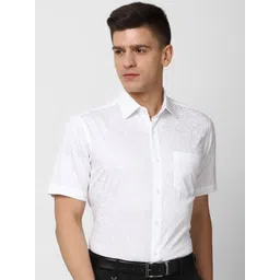 Van Heusen Men White Regular Fit Floral 100% Cotton Formal Shirt-picture-16