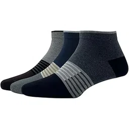 van heusen Men's Cotton Ankle Length Socks (Pack of 3) Grey Melange, Anthra Melange, Navy-picture-33