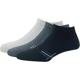 van heusen Men's Cotton Ankle Length Socks (Pack of 3) White, Anthra Melange, Black-picture-35