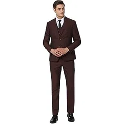 van heusen Men's Cotton Blend Maroon Three Piece Suit Business Pants Set (VDSUESKFQ99631 40)-picture-15