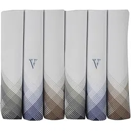 van heusen Men's Cotton Casual Style Colour Border Handkerchief With Brand Logo (Pack Of 6), Multicolor, 45-picture-23