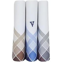 van heusen Men's Cotton Color Border Handkerchief (Pack of 3) - Grey, Blue, Maroon-picture-47