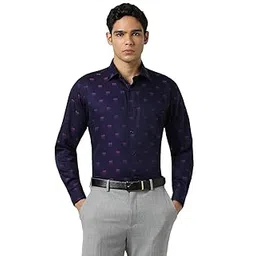van heusen Men's Regular Fit Shirt (VHSFCCUB417990_Navy-picture-16