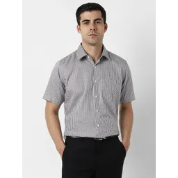 Van Heusen Micro Checks Checked Short Sleeves Pure Cotton Formal Shirt-picture-30