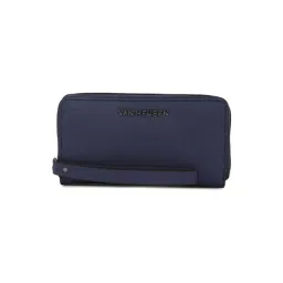Van Heusen Navy Blue Textured Zip Around Wallet for Women-picture-30