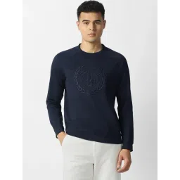Van Heusen Navy Cotton Regular Fit Embroidered Sweatshirt-picture-37