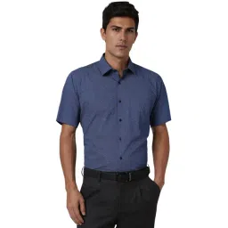 Van Heusen Navy Cotton Regular Fit Geometric Shirt-picture-36
