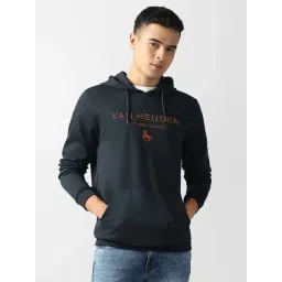 Van Heusen Navy Cotton Regular Fit Logo Printed Hooded Sweatshirt-picture-33