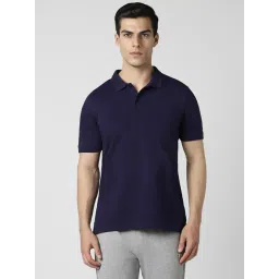 Van Heusen Navy Cotton Regular Fit Polo T-Shirts-picture-31