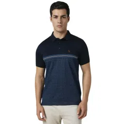 Van Heusen Navy Cotton Regular Fit Printed Polo T-Shirt-picture-41