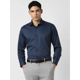 Van Heusen Navy Cotton Regular Fit Printed Shirt-picture-22