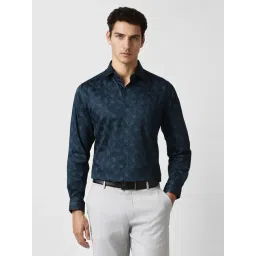 Van Heusen Navy Cotton Regular Fit Printed Shirt-picture-34