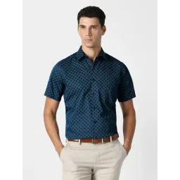 Van Heusen Navy Cotton Regular Fit Printed Shirt-picture-32