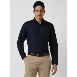Van Heusen Navy Cotton Regular Fit Shirt-picture-26