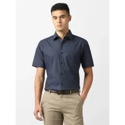 Van Heusen Navy Cotton Regular Fit Shirt-picture-25