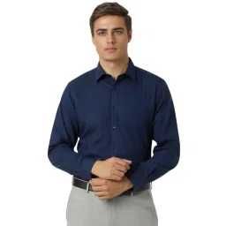 Van Heusen Navy Cotton Regular Fit Shirt image 1