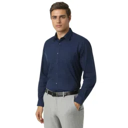 Van Heusen Navy Cotton Regular Fit Shirt image 3