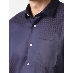 Van Heusen Navy Cotton Regular Fit Shirt image 4