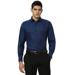 Van Heusen Navy Cotton Regular fit Solid Formal Shirt image 1