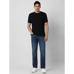 Van Heusen Navy Cotton Regular fit Solid Jeans image 4