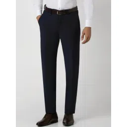 Van Heusen Navy Cotton Regular Fit Trousers-picture-21